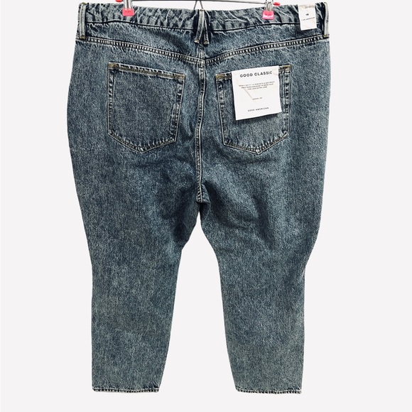 NWT Good American Good Classic Denim Distressed 28" Jeans Indigo036 Size 18 - Picture 5 of 8